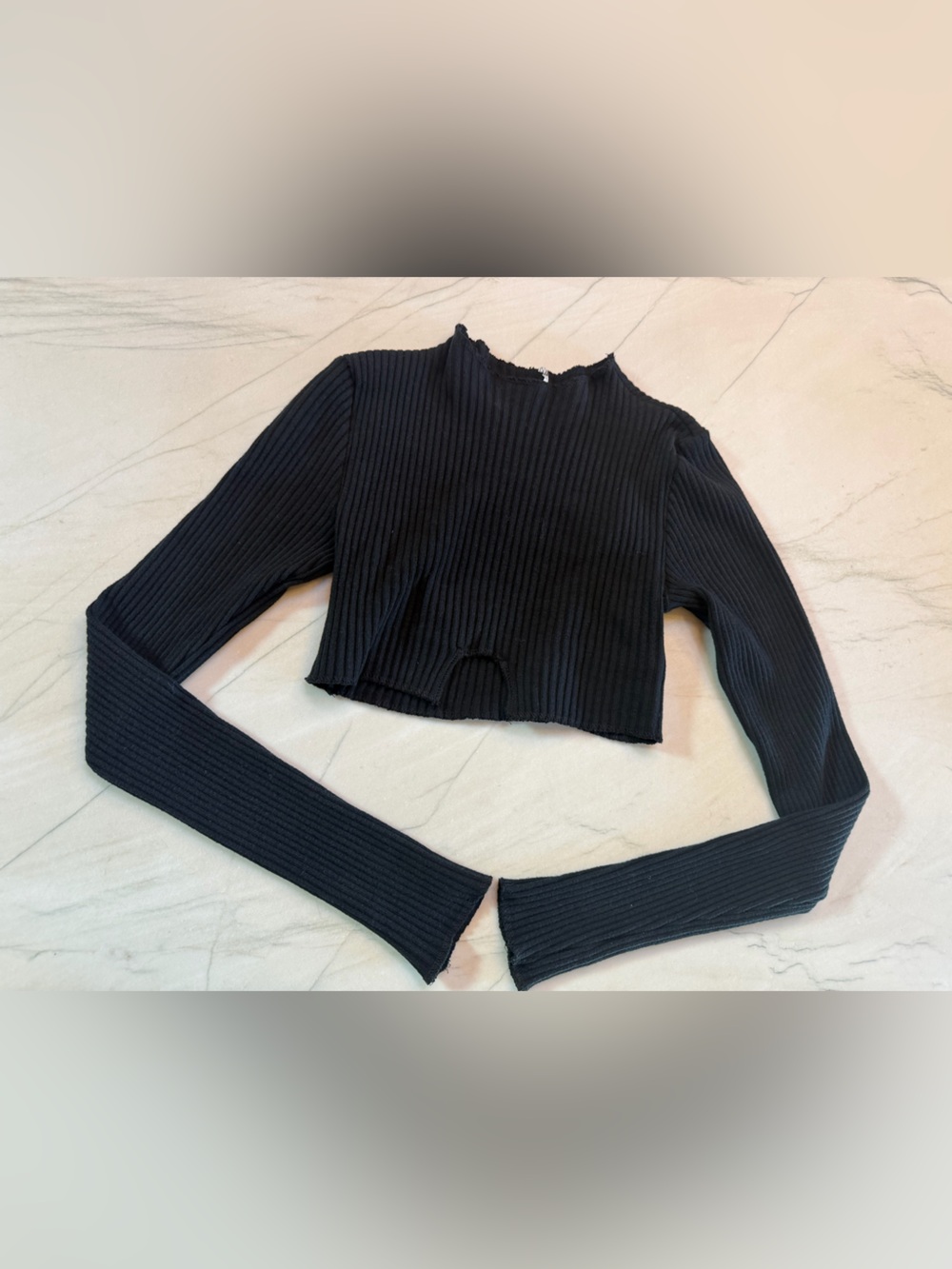Are You Am I Rib Top Black Crop Top XS
